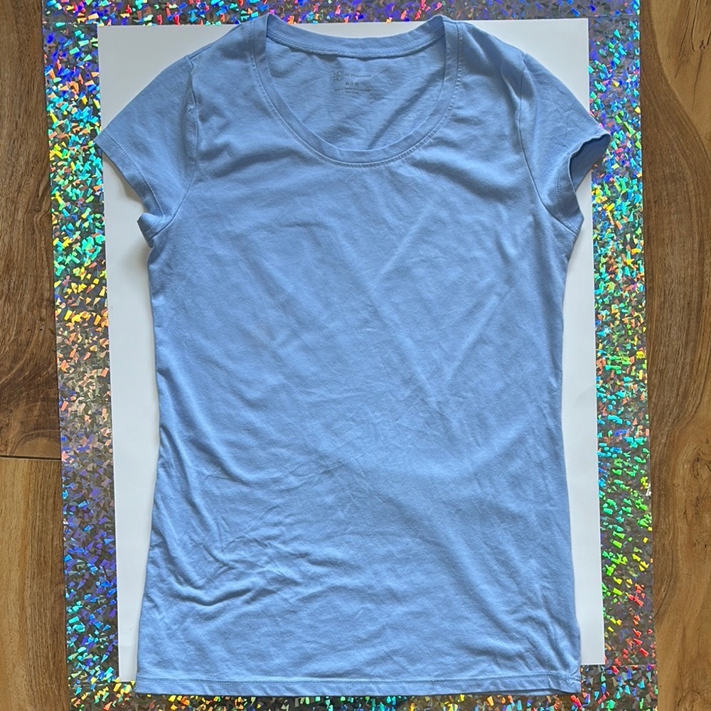 No Boundaries Blue Fitted Cap Sleeve T-Shirt